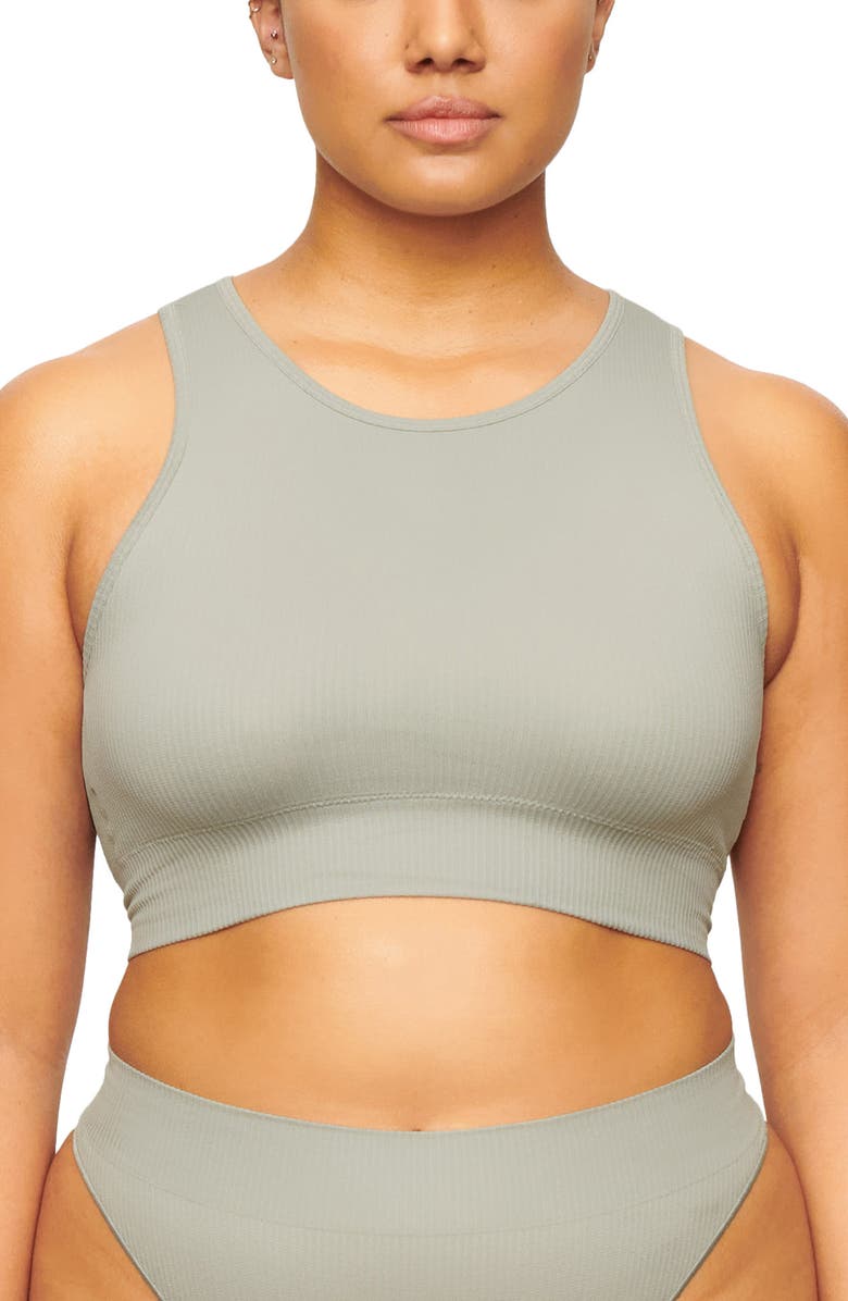 SKIMS Stretch Rib High Neck Bralette, Alternate, color,