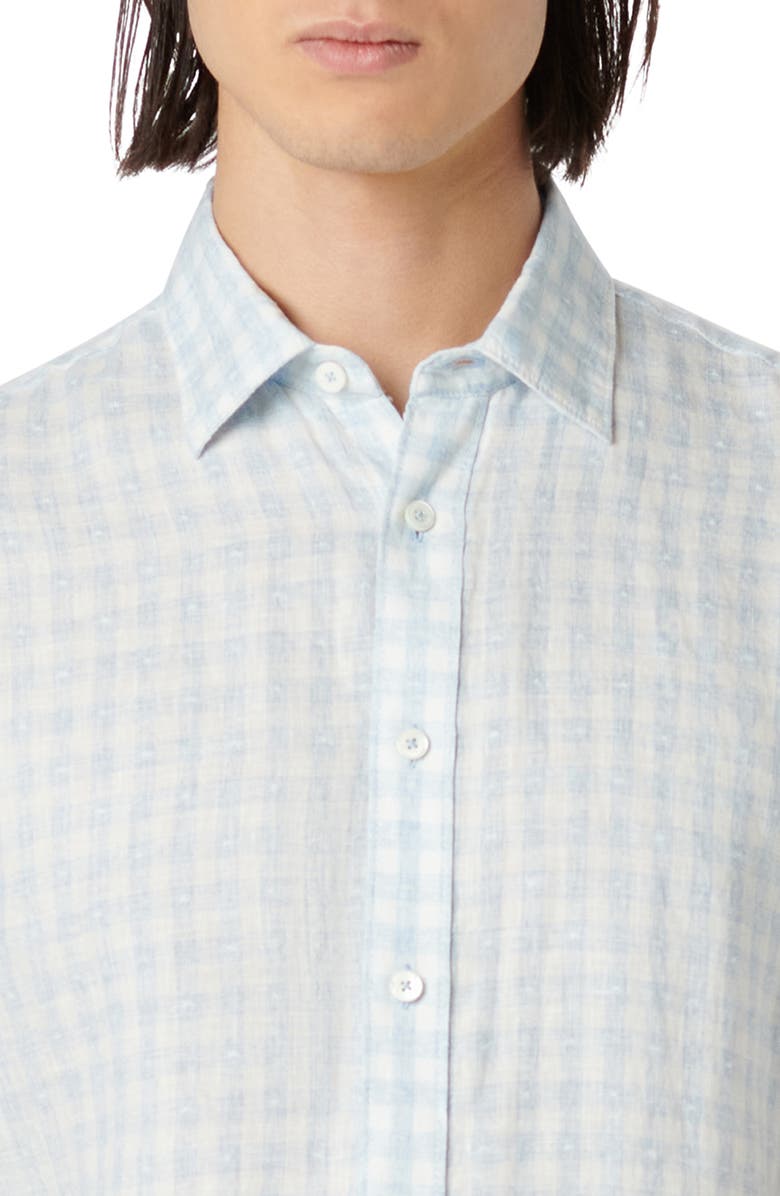 Bugatchi Orson Short Sleeve Linen Button-Up Shirt, Alternate, color, 