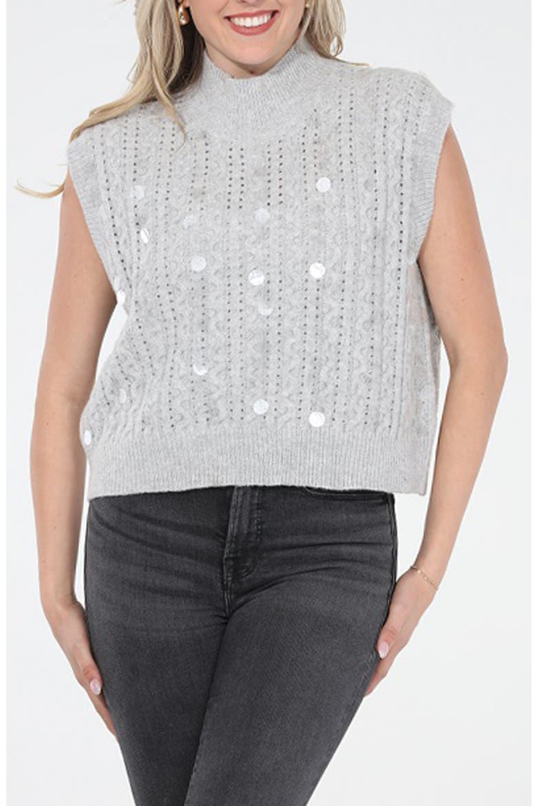 Sequin Sweater Vest, Main, color, GREY
