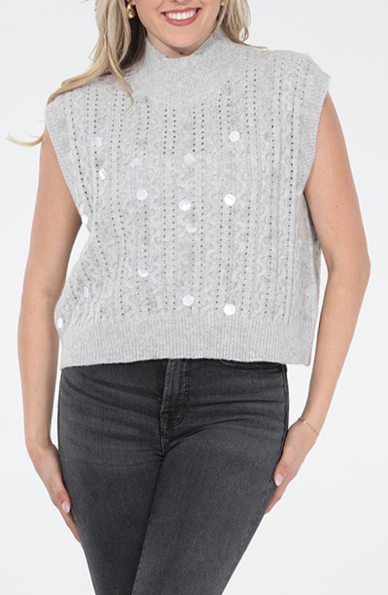 RAIN AND ROSE Sequin Sweater Vest, Main, color, Grey