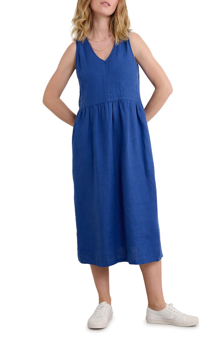 Seasalt Cornwall Lowland Heather Linen Dress, Main, color, Bright Marine