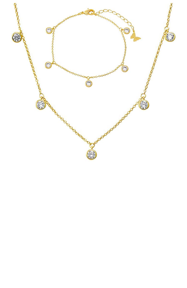 BY ADINA EDEN Mini Multi Cubic Zirconia Bezel Charm Bracelet & Necklace Set, Main, color,