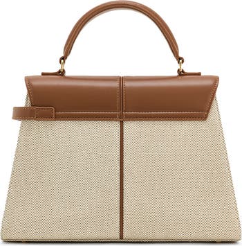 Large Elise Faux Leather Top Handle Bag
