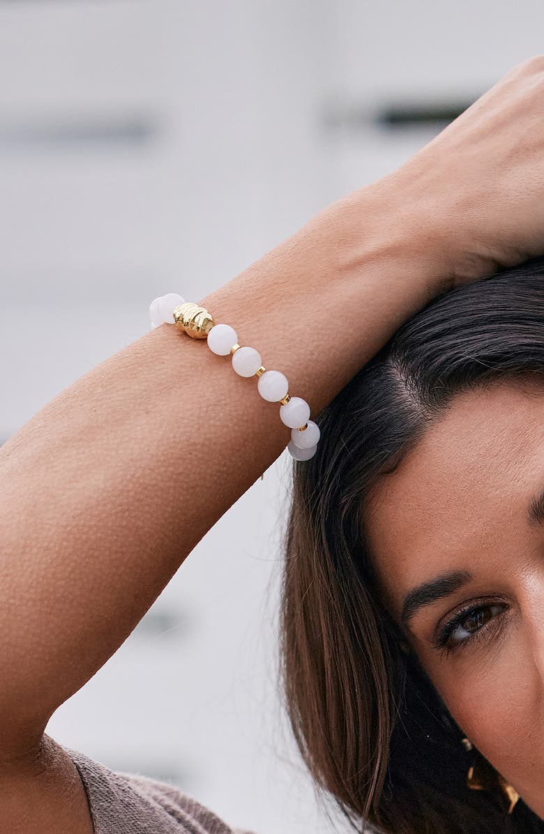 Brook and York Cora Beaded Jade Bracelet, Alternate, color, Gold/ White