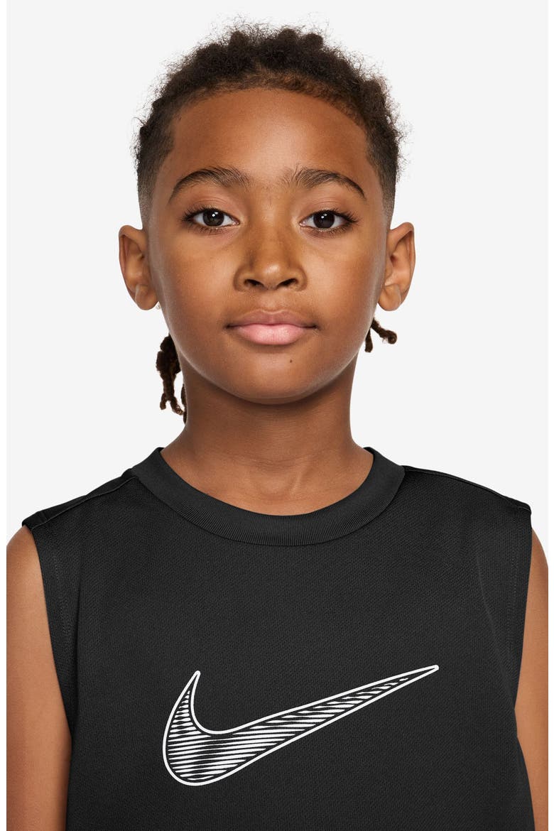 Kids' Logo Dri-FIT Graphic Muscle T-Shirt, Alternate, color, BLACK