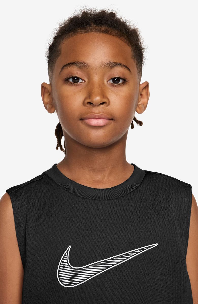 Nike Kids' Logo Dri-FIT Graphic Muscle T-Shirt, Alternate, color, Black