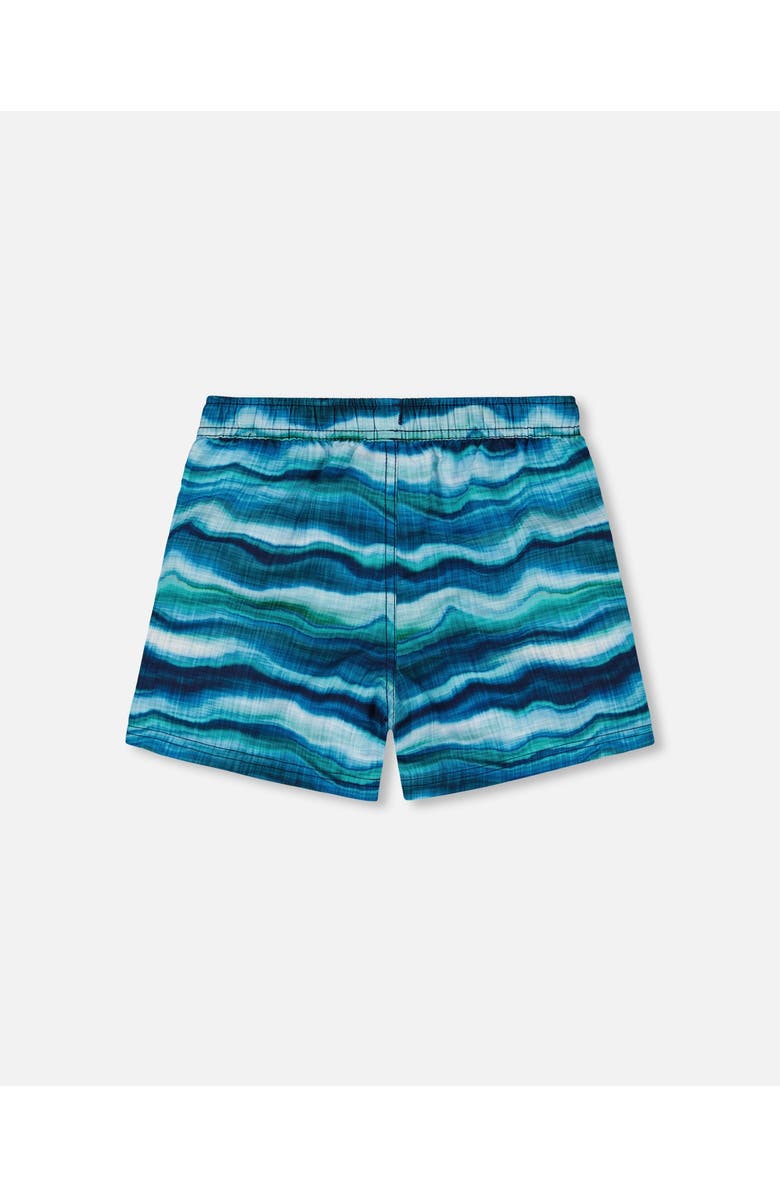 Deux par Deux Little Boy's Printed Boardshorts Blue Wave And Black, Alternate, color,