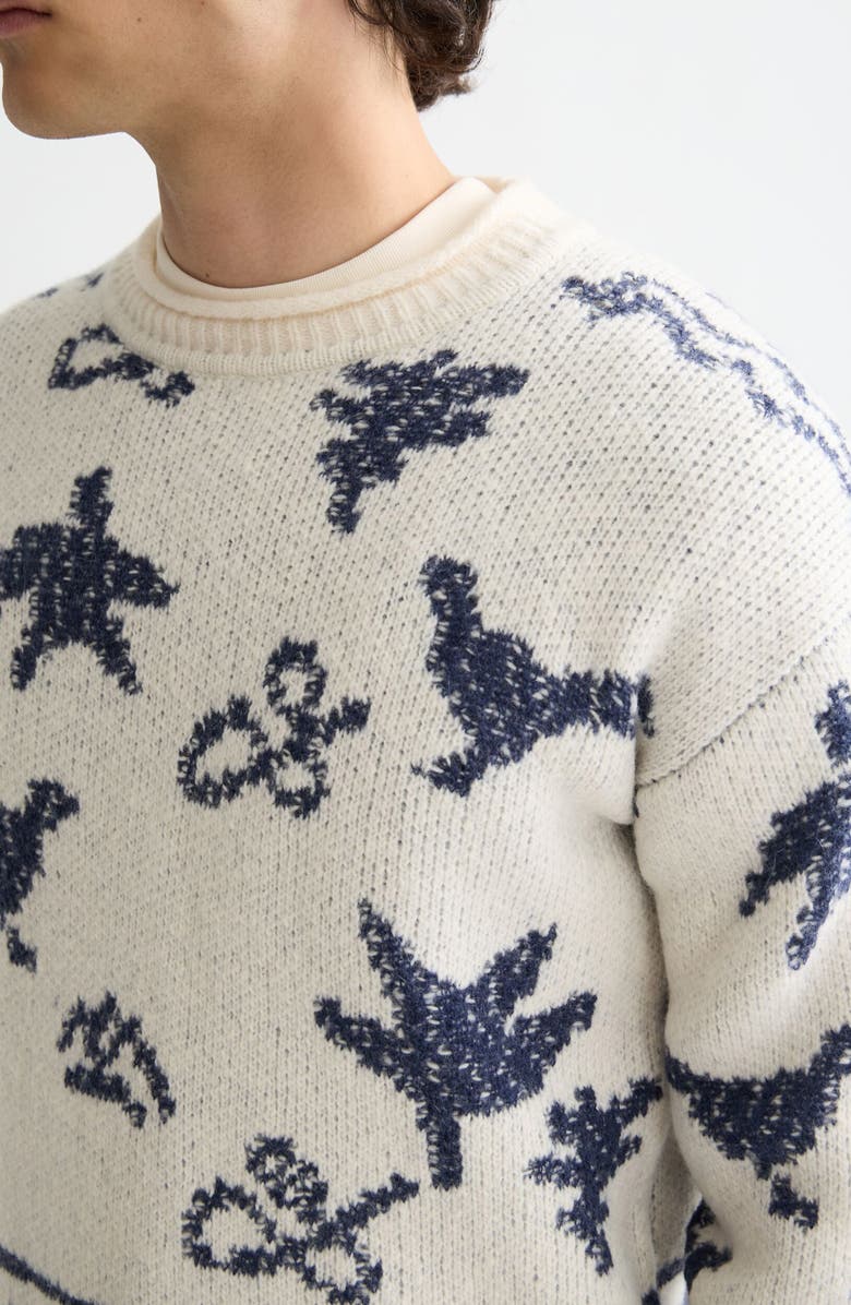 Scotch & Soda Jacquard Crewneck Sweater, Alternate, color, Eggnog