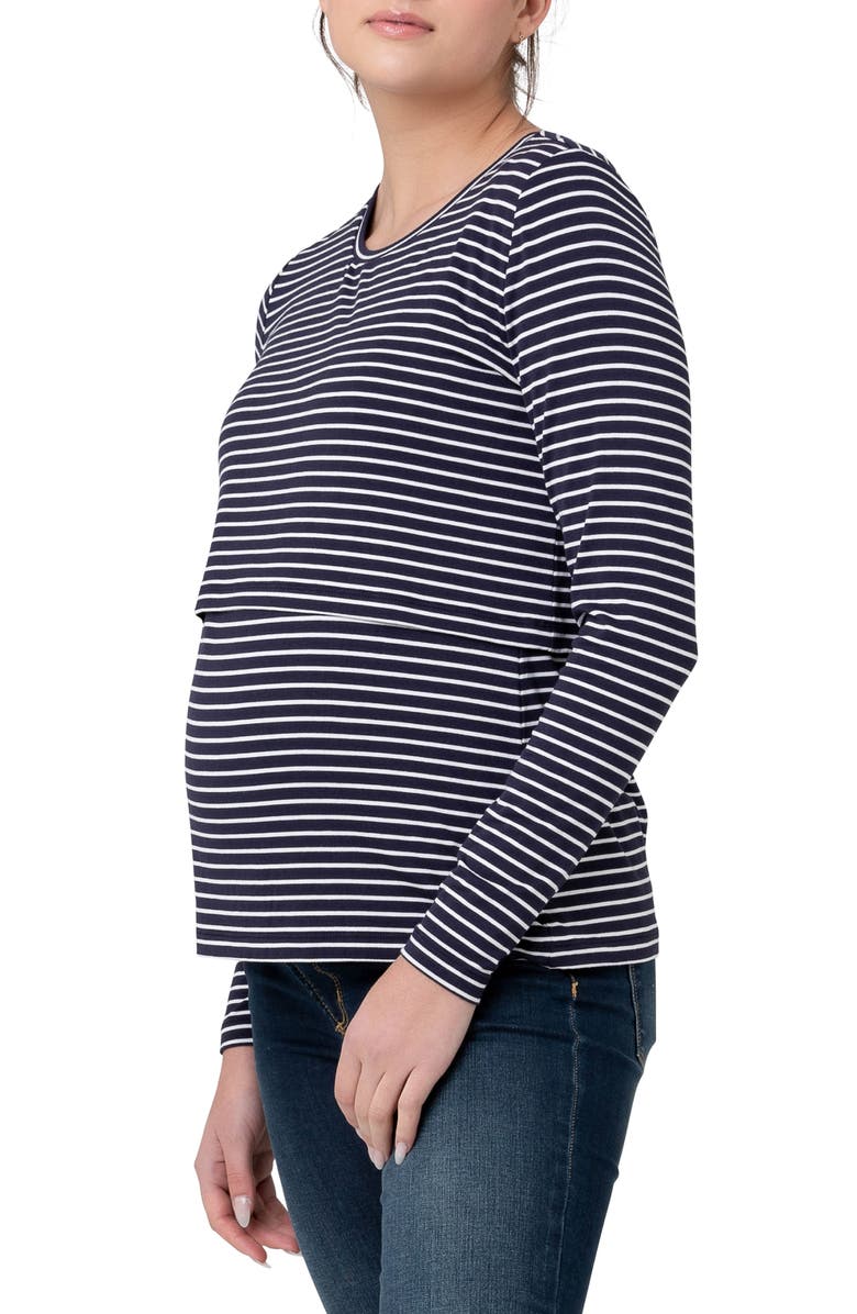 Ripe Maternity Layered Stripe Maternity/Nursing T-Shirt, Alternate, color,
