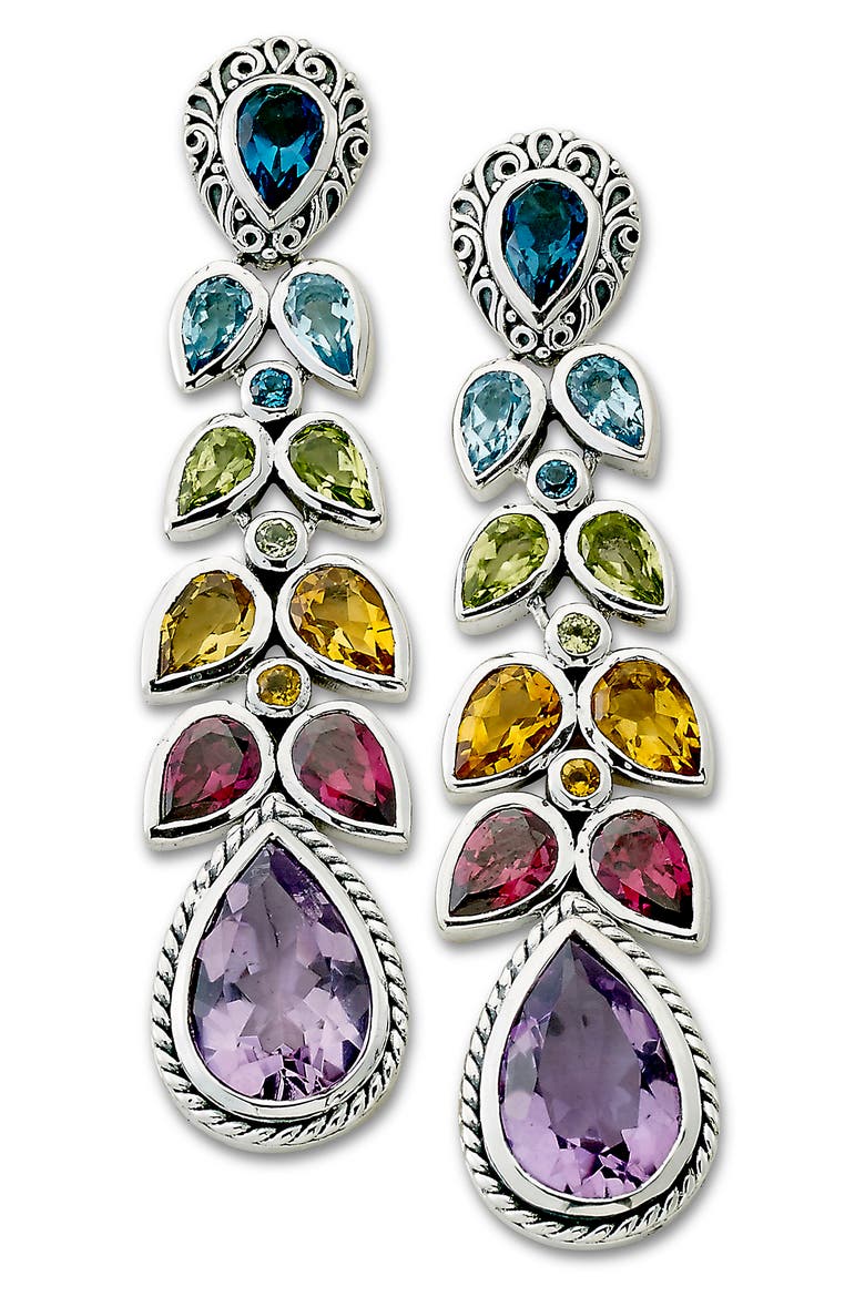 Sterling Silver Multi Gem Statement Earrings, Main, color, MULTI