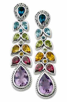 SAMUEL B. Sterling Silver Multi Gem Statement Earrings