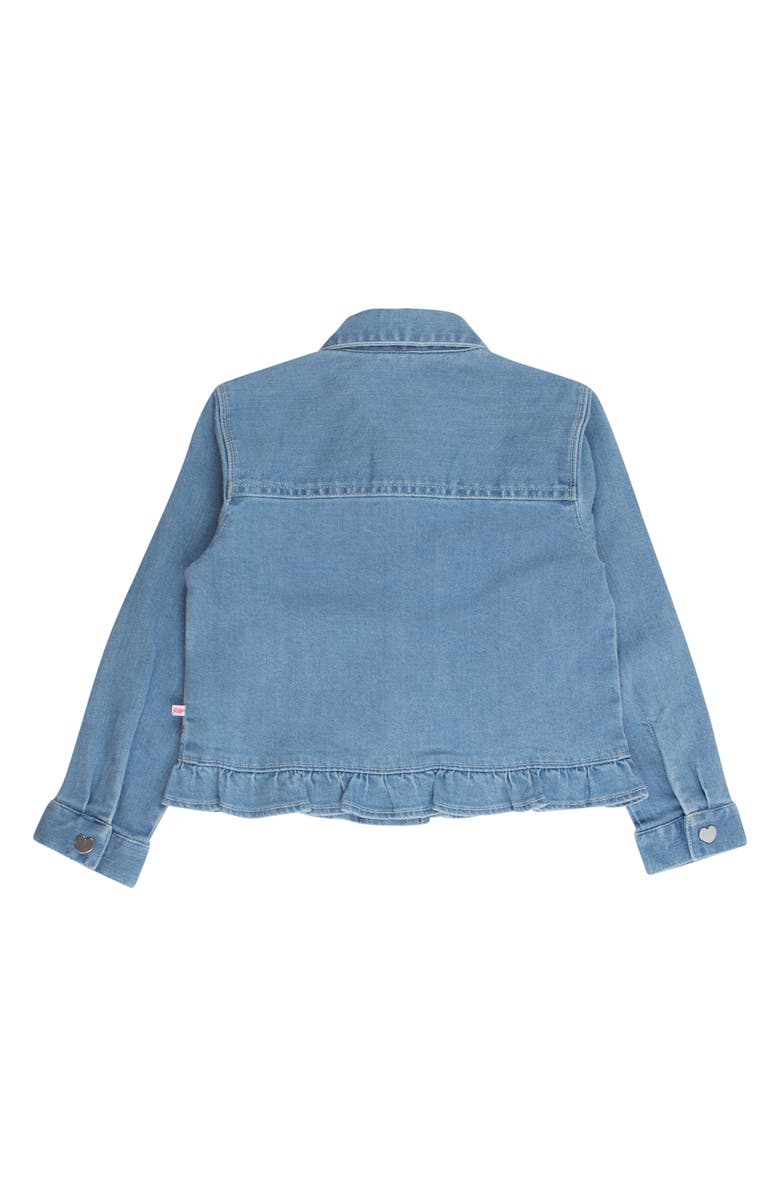 RuffleButts Kids' Ruffle Hem Denim Jacket, Alternate, color, Blue