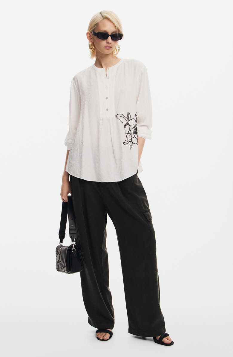 Desigual Nagasaki Floral Embellished Popover Top, Alternate, color, 