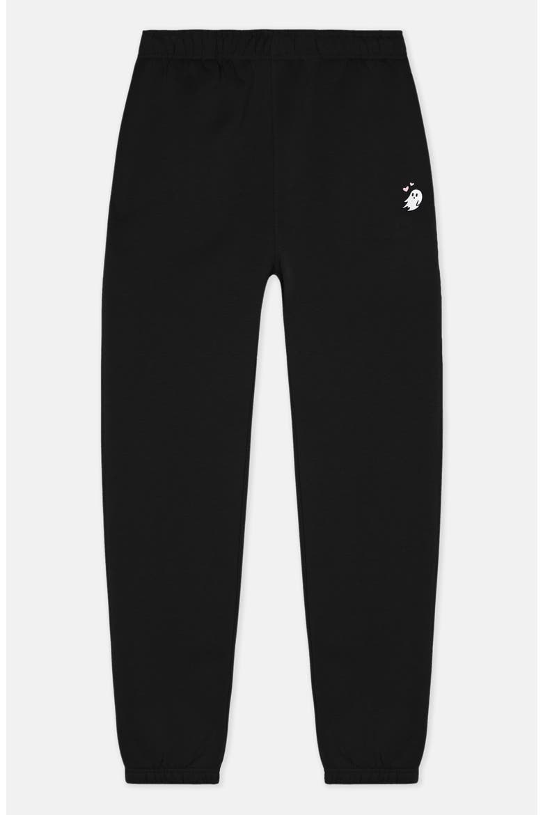Heartly Ghost Midweight Relaxed Fleece Track Pants, Alternate, color, Black