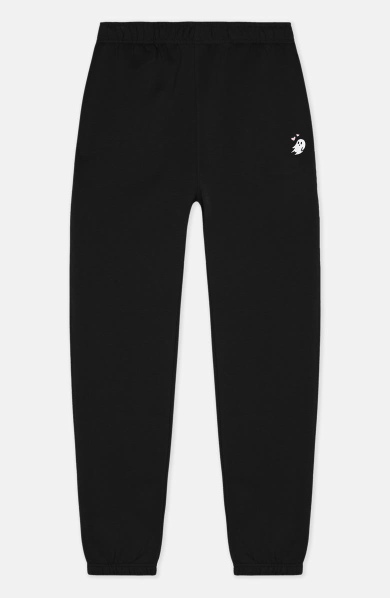 Dalix Heartly Ghost Midweight Relaxed Fleece Track Pants, Alternate, color, Black