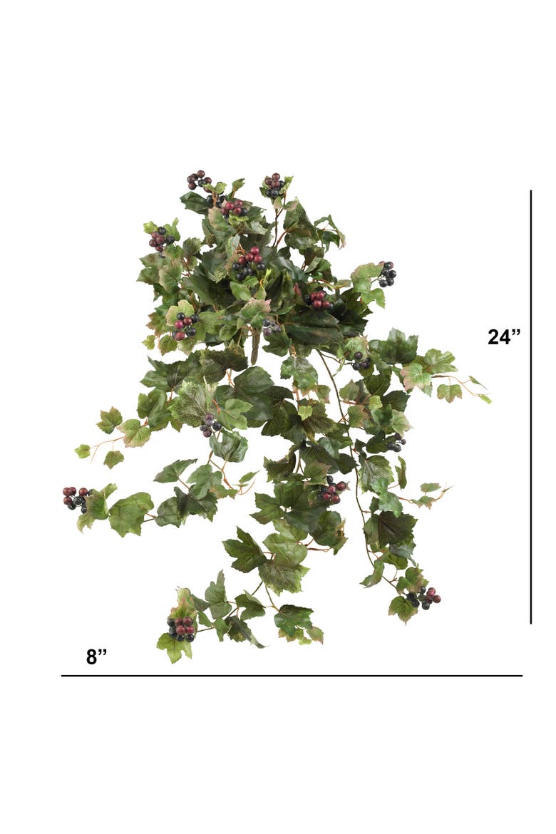 24-in Grape Leaf Hanging Artificial Plant, Alternate, color, Green