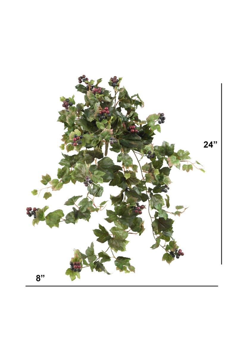 NEARLY NATURAL 24-in Grape Leaf Hanging Artificial Plant, Alternate, color, Green