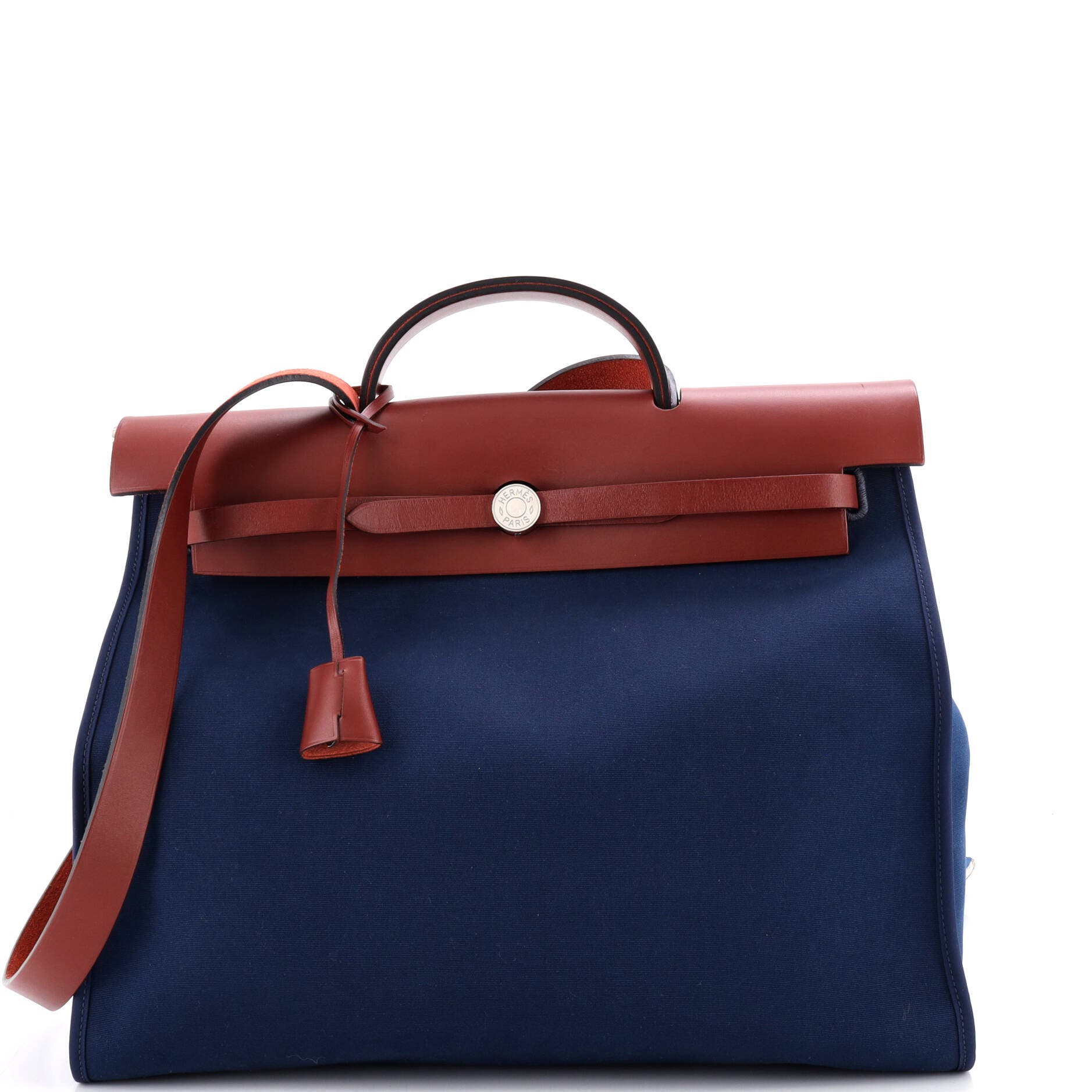 Herbag Zip Leather and Toile 39, Main, color, Bleu de Malte