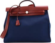 Pre-Owned Hermes Herbag Zip Leather and Toile 39
