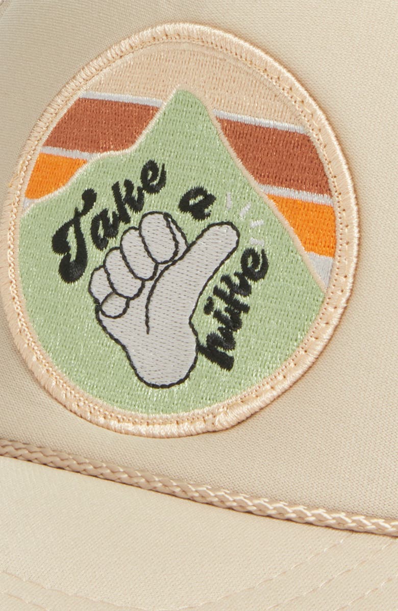Friday Feelin’ Take a Hike Patch Trucker Hat, Alternate, color, Tan