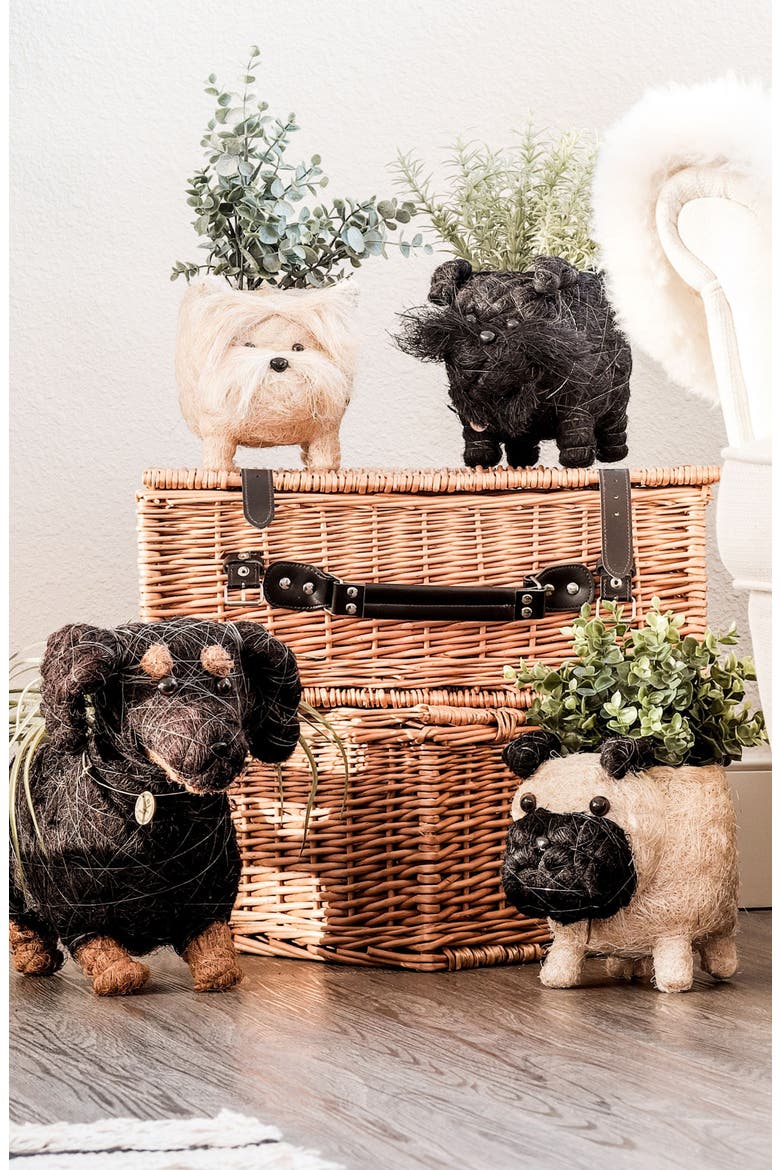 Pug Handwoven Planter, Alternate, color, OFF WHITE / BLACK