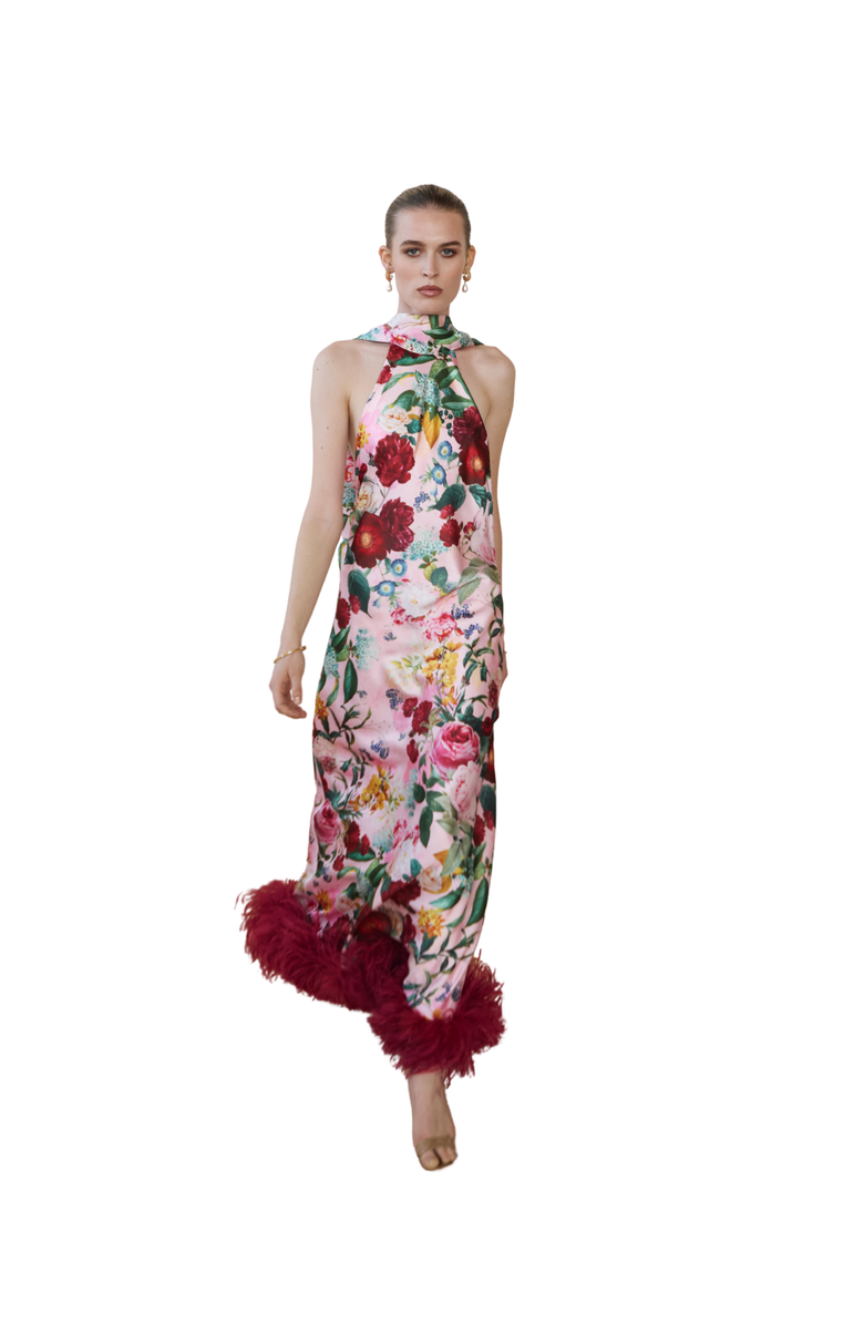 Vasiliki Maliya Feather Dress in Petal Muse, Main, color,