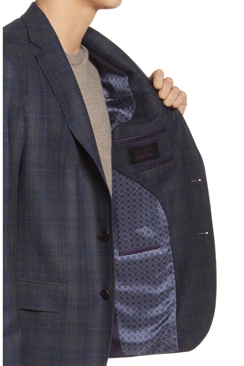 Konan Trim Fit Plaid Wool Sport Coat, Alternate, color, BLUE