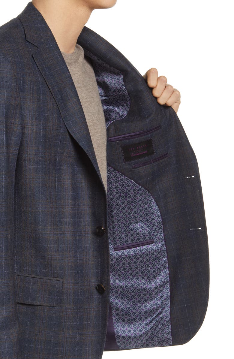 Ted Baker London Konan Trim Fit Plaid Wool Sport Coat, Alternate, color, 