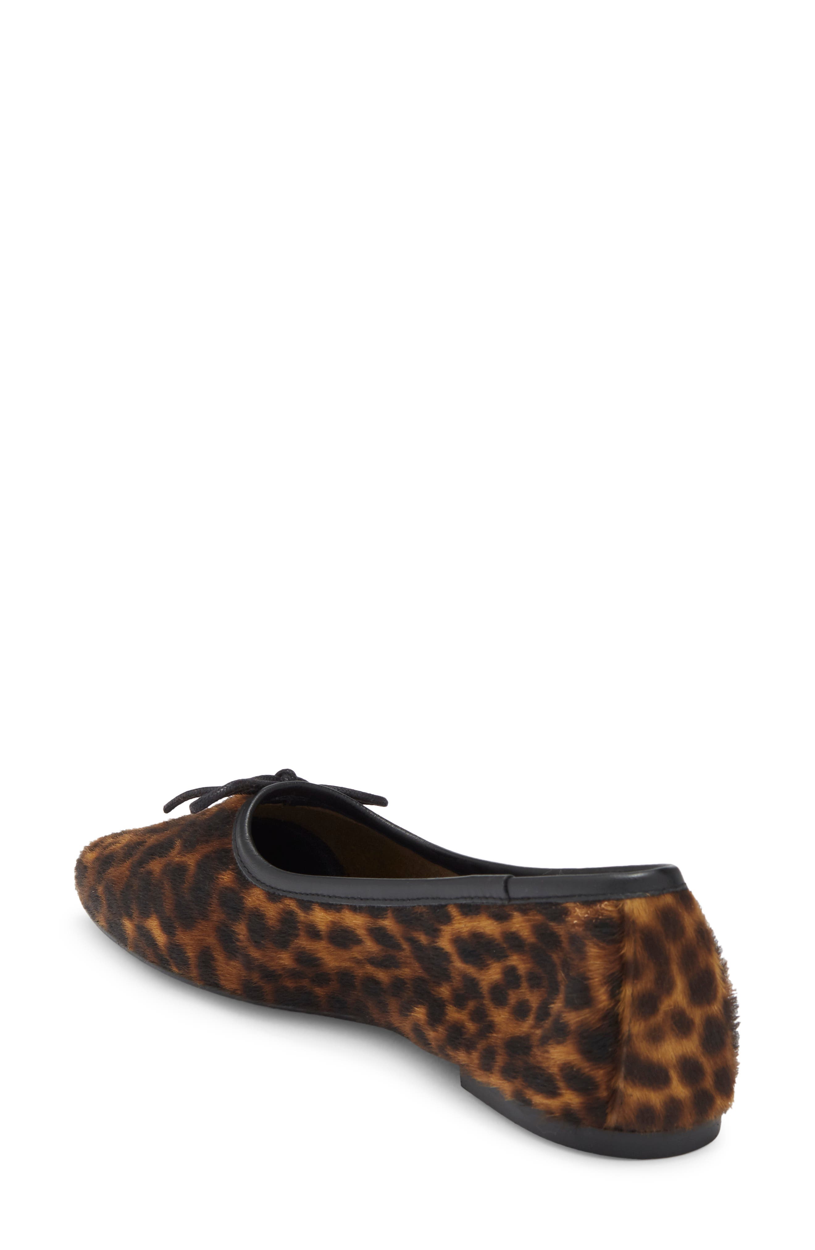 Jada Square Toe Genuine Calf Hair Ballet Flat, Alternate, color, LEOPARD HAIRCALF