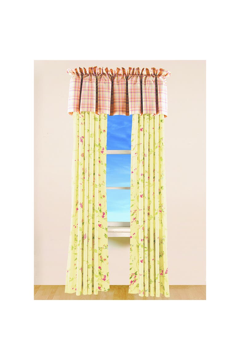 Priscilla Yellow Floral Cotton Window Curtain Drapery Single Panel, Main, color, Yellow