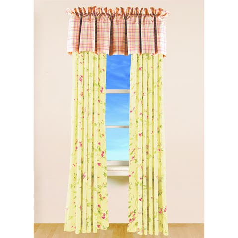 Priscilla Yellow Floral Cotton Window Curtain Drapery Single Panel
