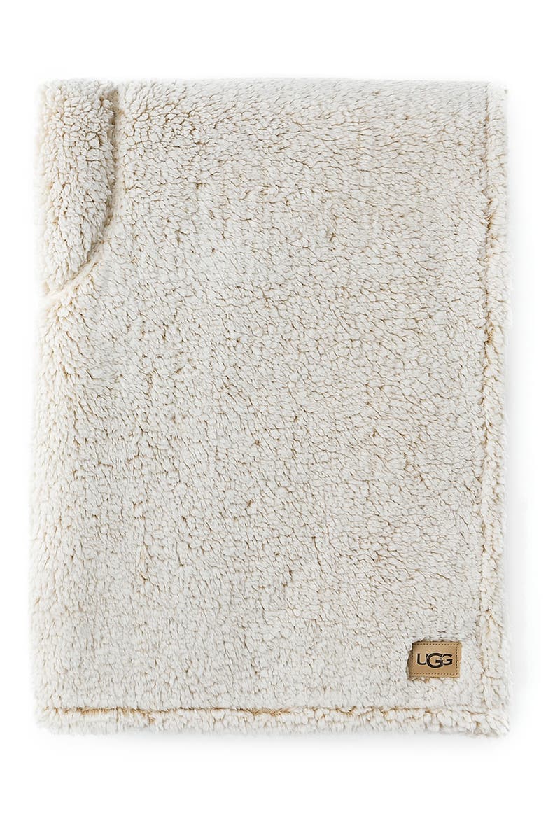 Fleece Logo Throw Blanket, Main, color, LIGHT SAND