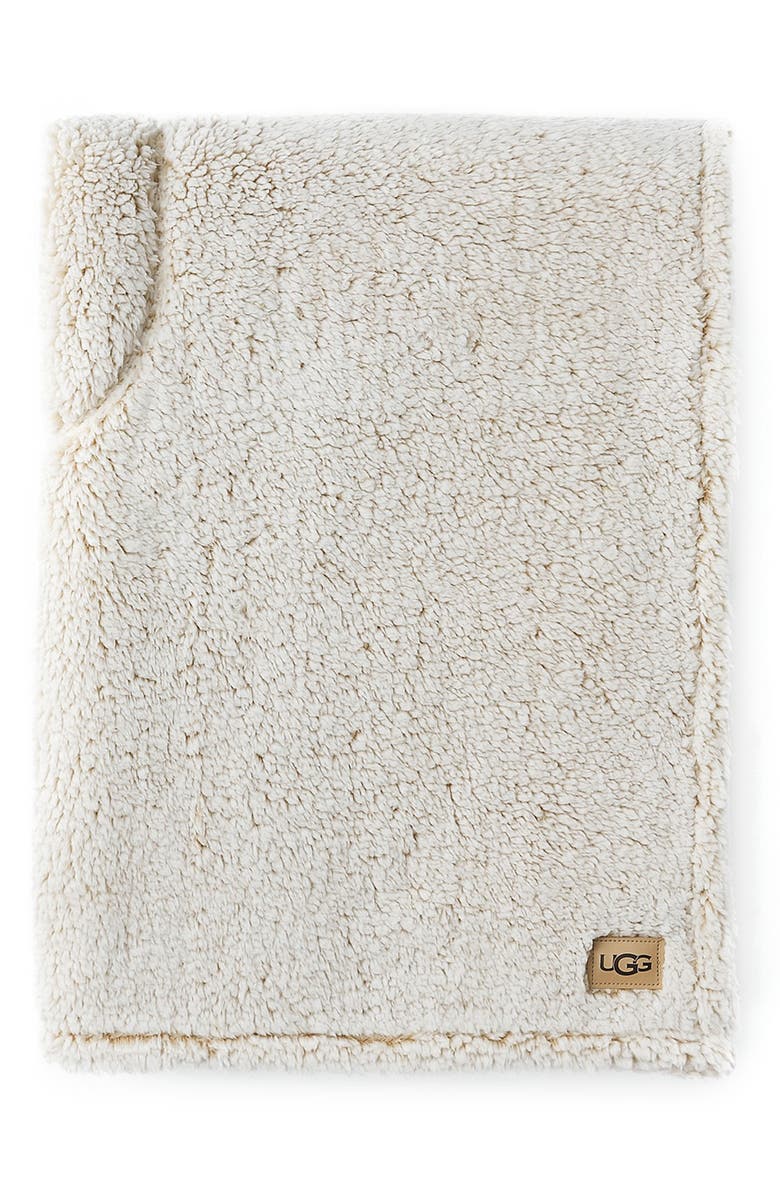 UGG<sup>®</sup> Fleece Logo Throw Blanket, Main, color,