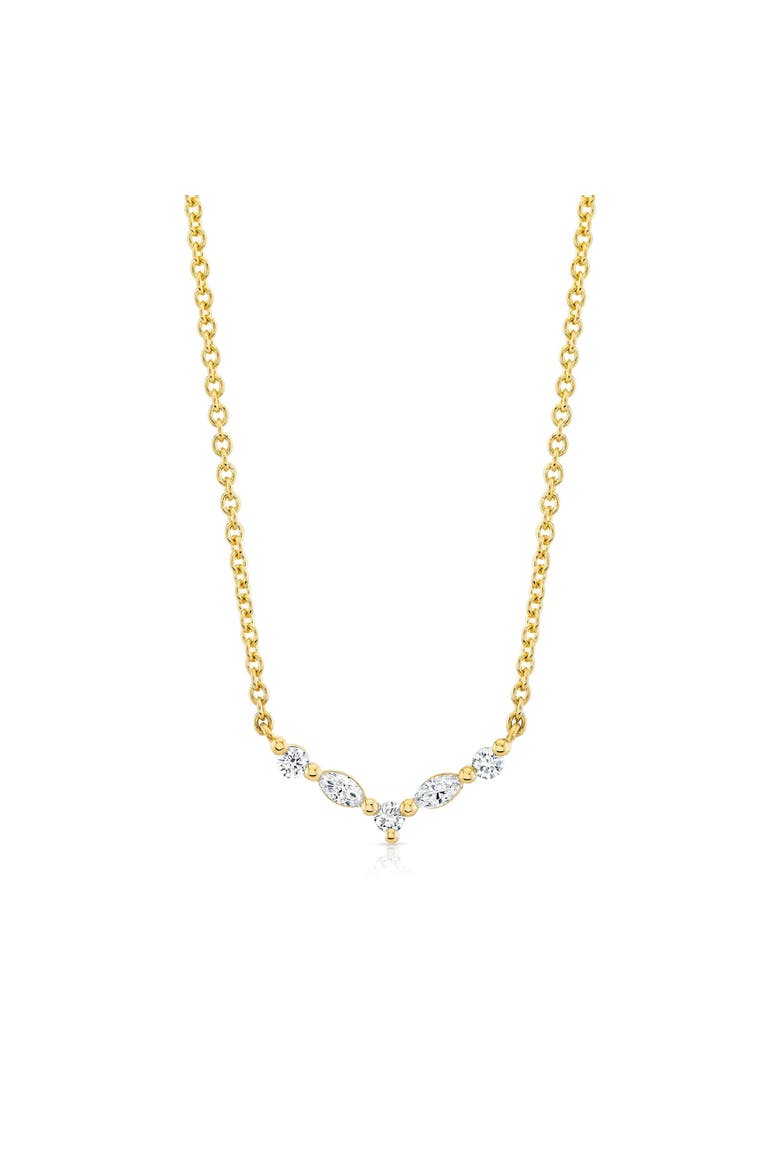 Mini Montage Marquise and Round Cut Diamond Chevron Necklace, Alternate, color, 18K Yellow Gold