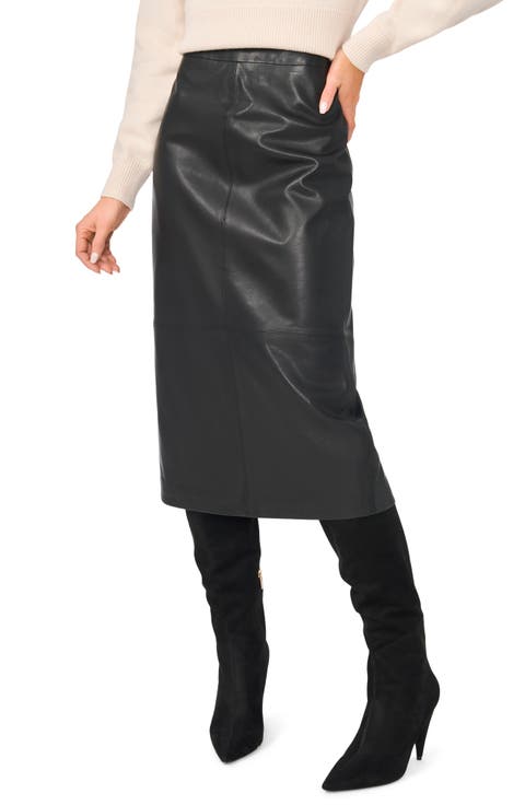 Salma Leather Midi Skirt