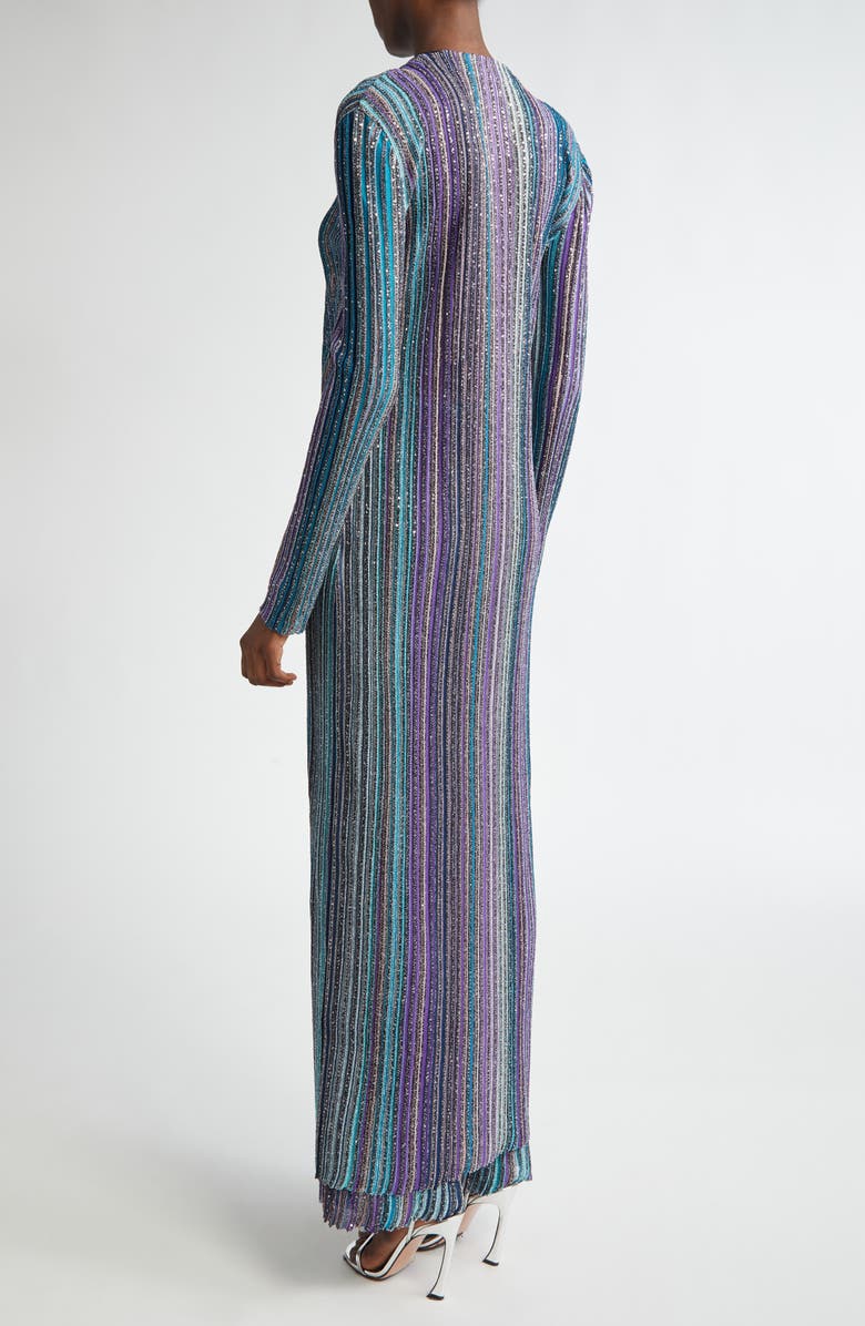 Missoni Sequin Metallic Stripe Longline Cardigan, Alternate, color, 
