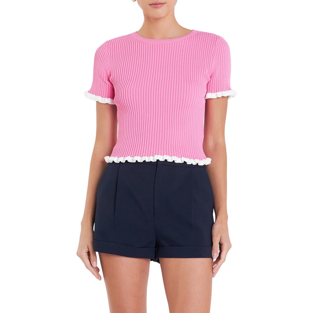 English Factory Top In Pink/white