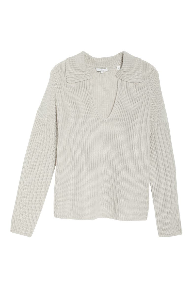 Collared Wool & Cashmere Sweater, Alternate, color, STERLING