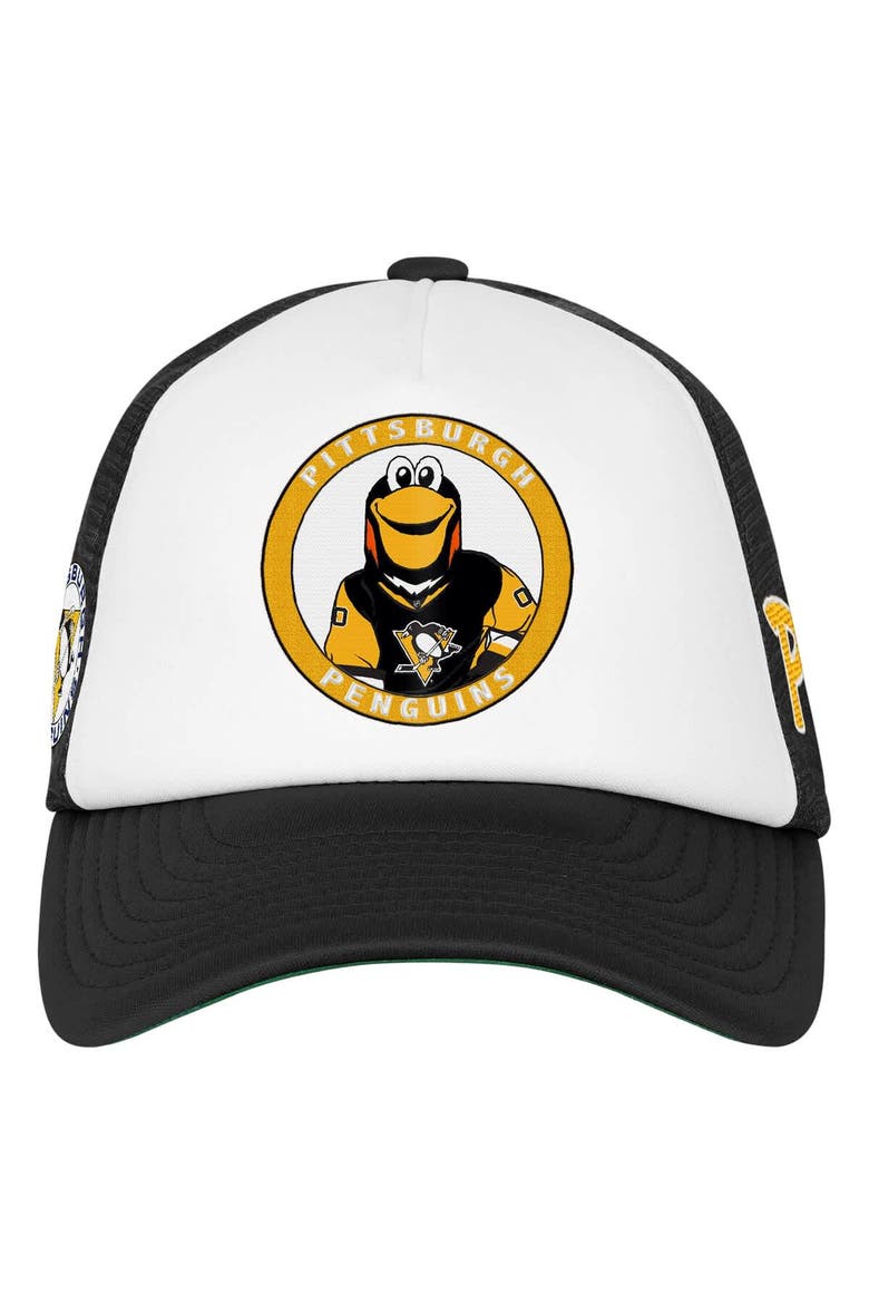 Youth Mitchell & Ness  White Pittsburgh Penguins Mascot Adjustable Trucker Hat, Alternate, color, White