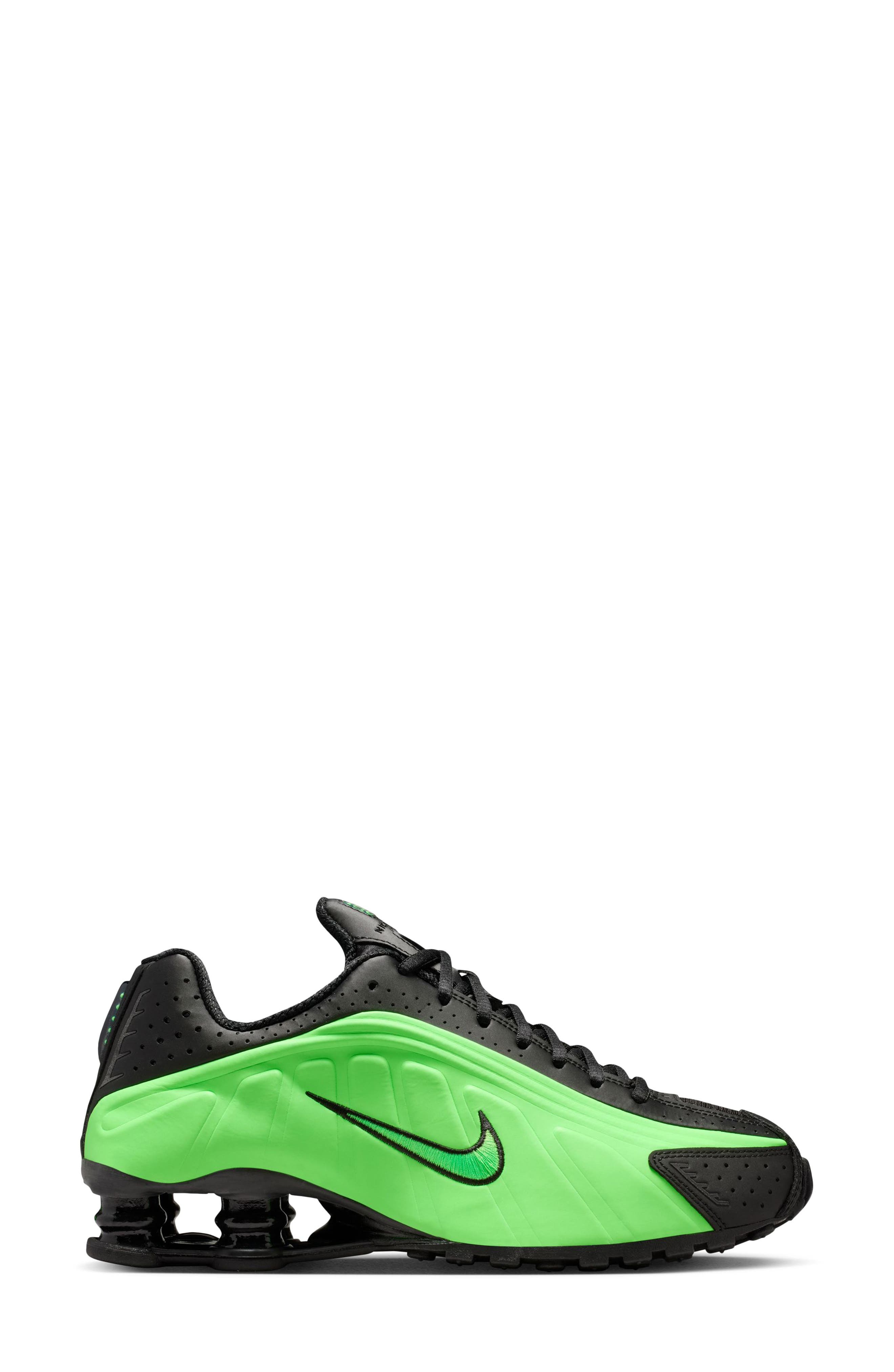 Nike Shox R4 Sneaker, Alternate, color, Black/ Voltage Green/ Black