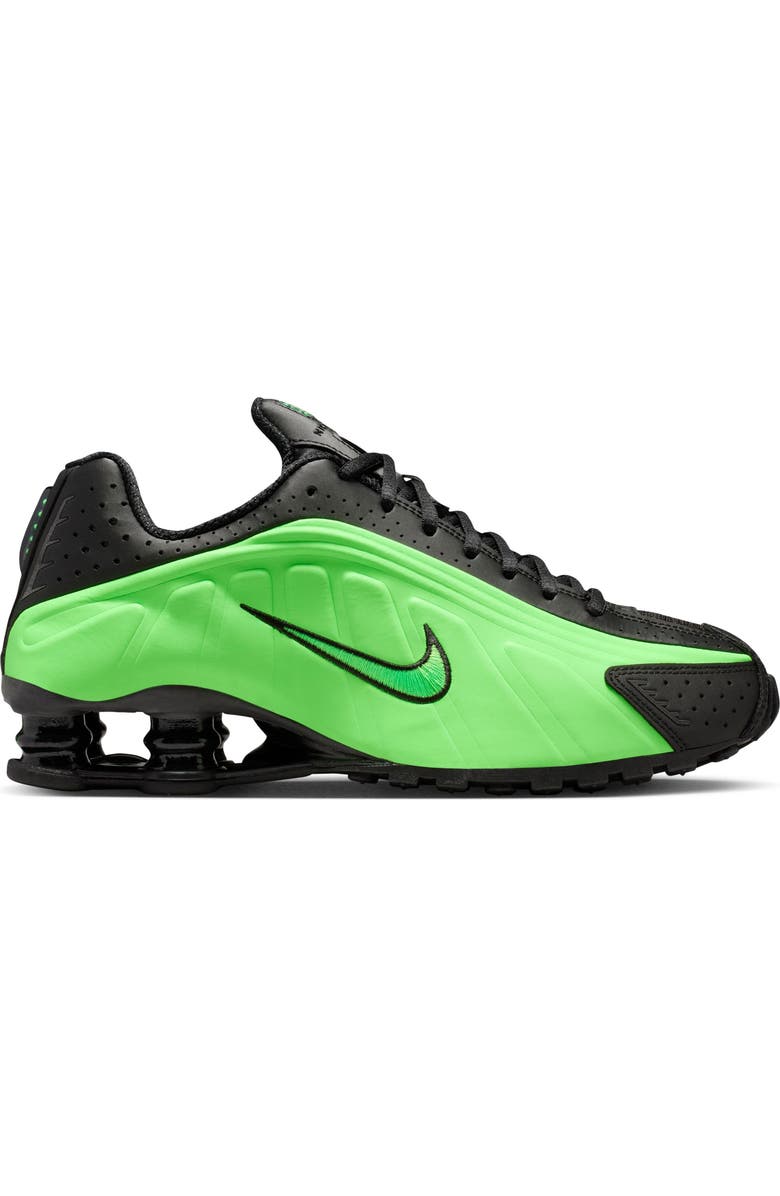 Nike Shox R4 Sneaker, Alternate, color, Black/ Voltage Green/ Black