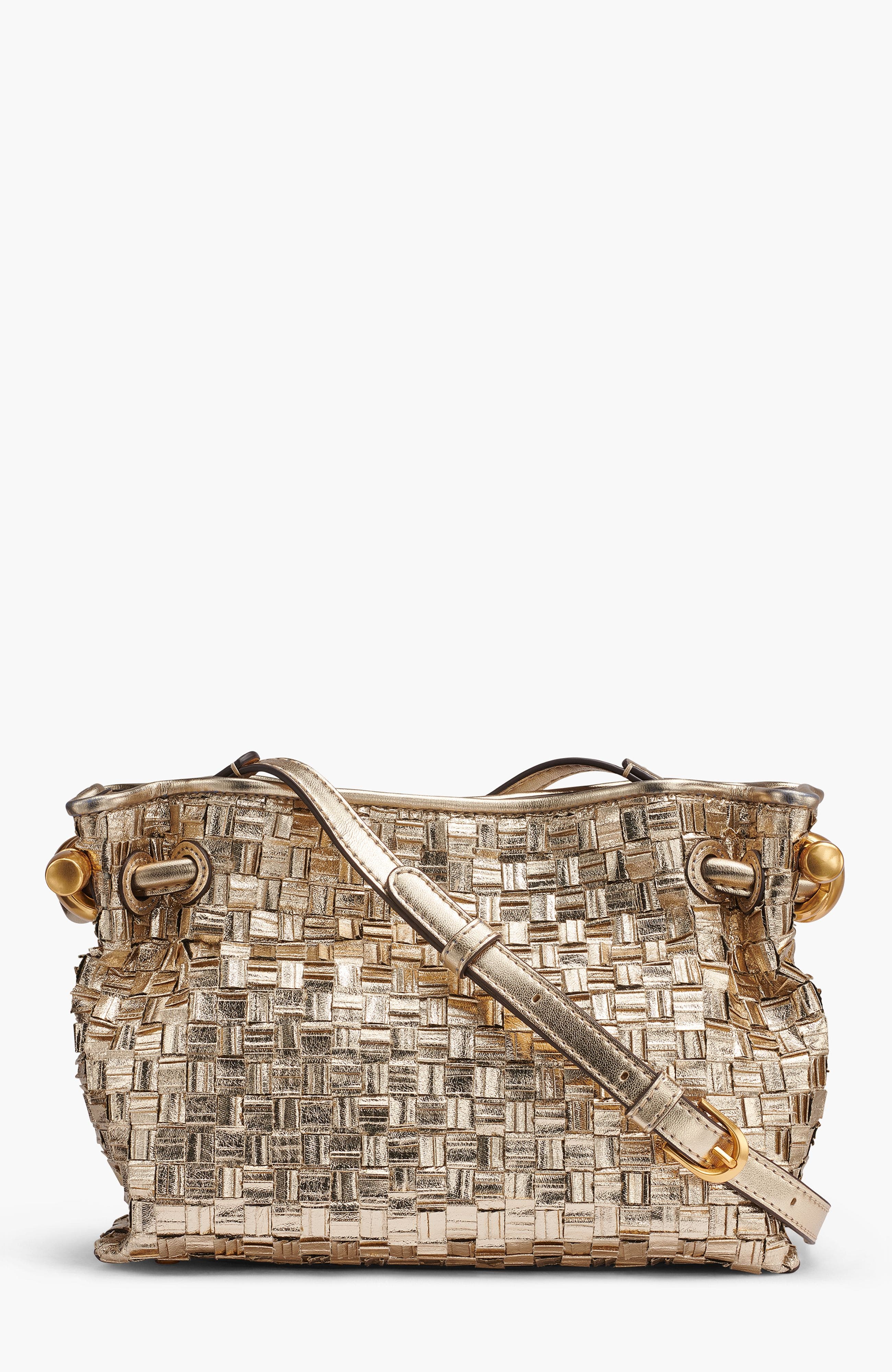 Donna Karan New York Cashmere Metallic Braided Crossbody Bag, Main, color, Gold