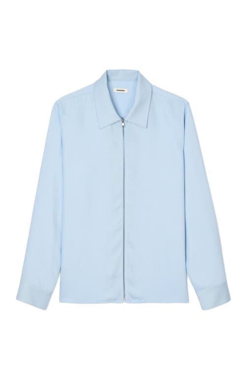 Sandro Zip-up Shirt In Blue Sky