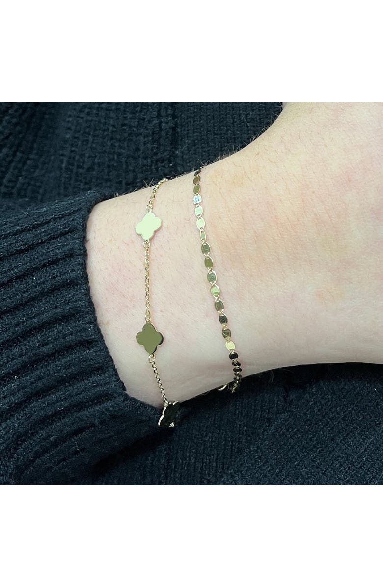 The Lovery Fine Jewelry Mini Gold Clover Bracelet, Alternate, color, Gold