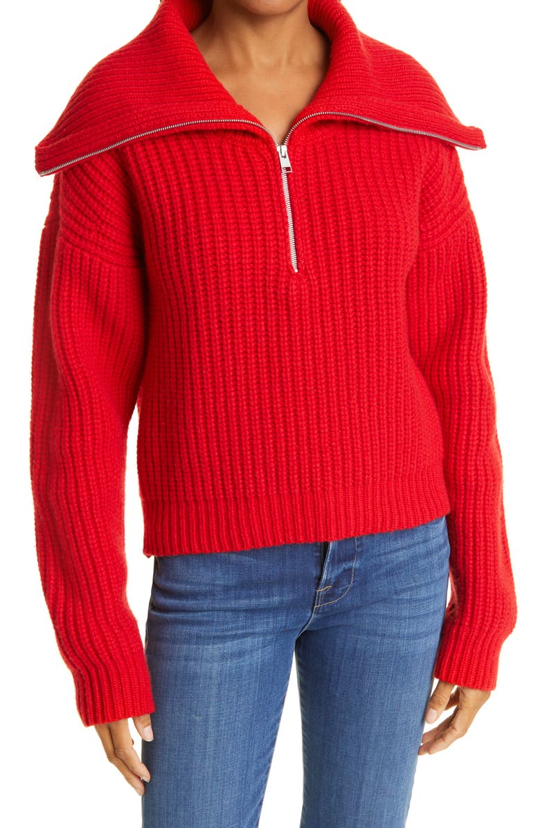 FRAME Half Zip Rib Knit Sweater, Main, color,