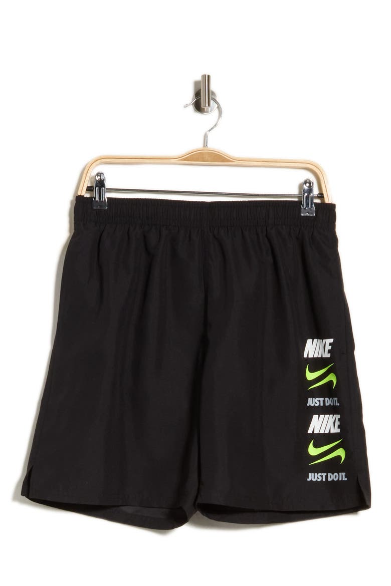 7-Inch Breaker Stacked Swim Shorts, Alternate, color, BLACK