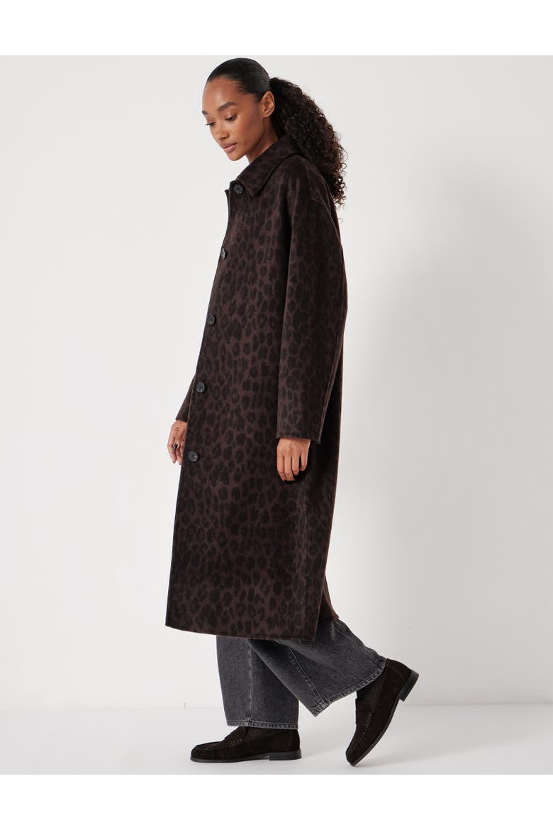Edie Pure Wool Leopard Double Faced Coat, Alternate, color, Brown Leopard