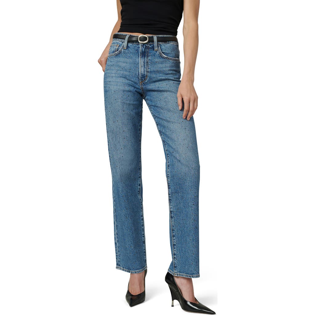 Joe's The Margot Embellished High Waist Straight Leg Jeans In Blue