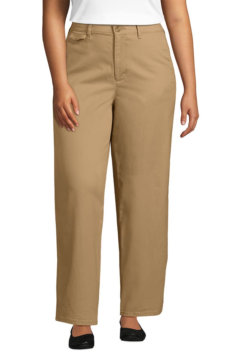 Plus Size Chino High Rise Rail Straight Leg Pants, Main, color, Desert Tan
