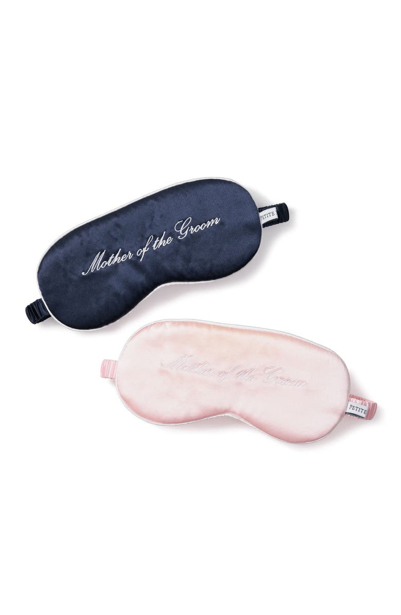 Petite Plume Mother of the Groom Embroidered Silk Sleep Mask, Alternate, color, Pink